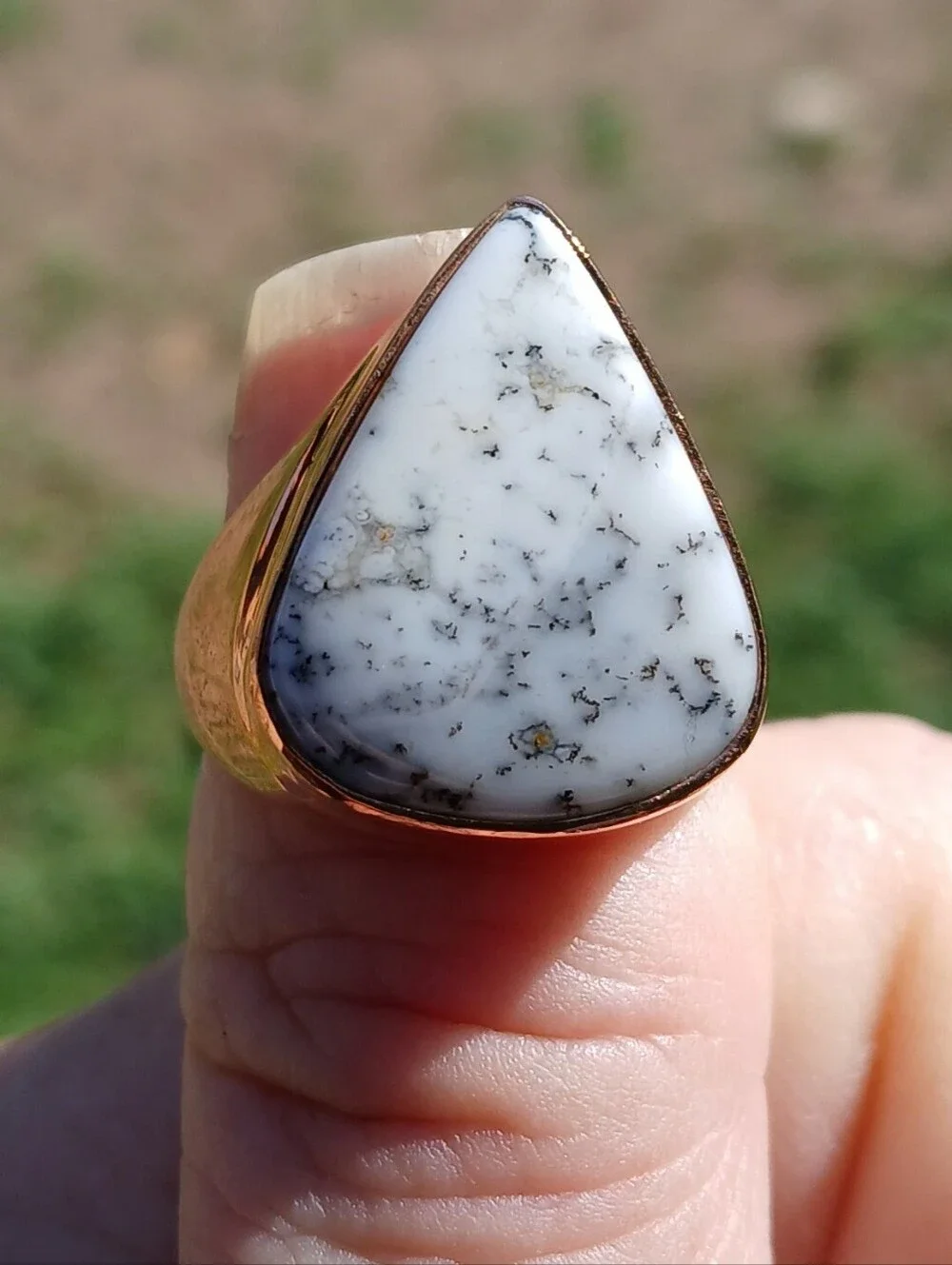 New Men's Dendritic Opal Copper Ring.